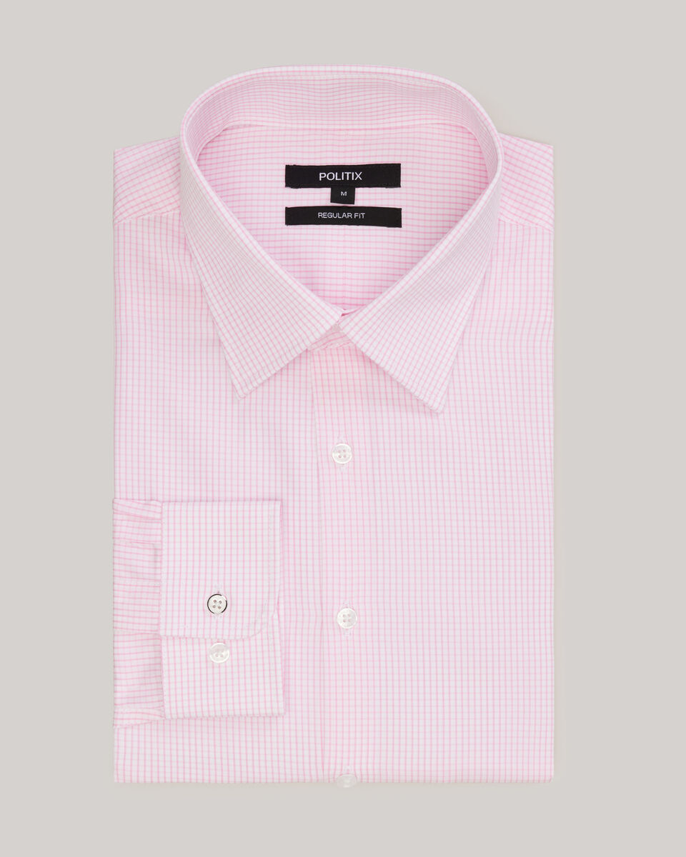 Micro-check Business Shirt, Pink, hi-res